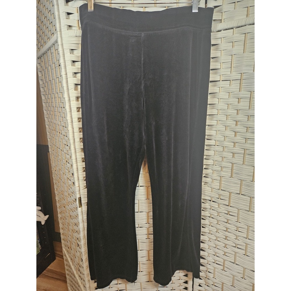 Hanes L Womens Black Velour Pull On Pants Leisure Goth‎ Witchy